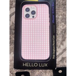 HELLO LUX IPHONE 15 Pro Max CASE - Pink White Gingham